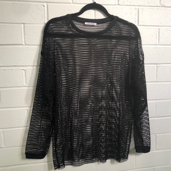 Zara Fishnet Top Black Sz Small